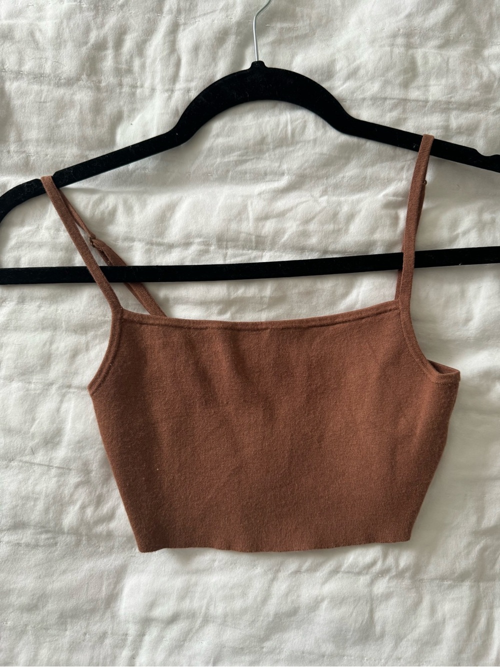 Sunday Best Brown Ribbed Crop Cami